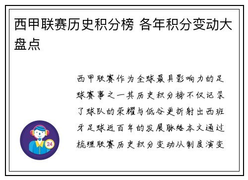 西甲联赛历史积分榜 各年积分变动大盘点