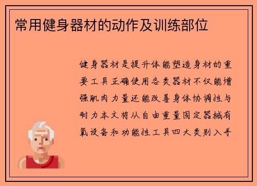 常用健身器材的动作及训练部位