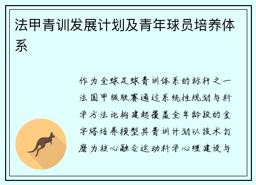 法甲青训发展计划及青年球员培养体系